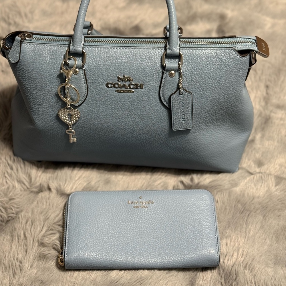 Coach Light Blue Leather Satchel and Wallet Set - Georgia